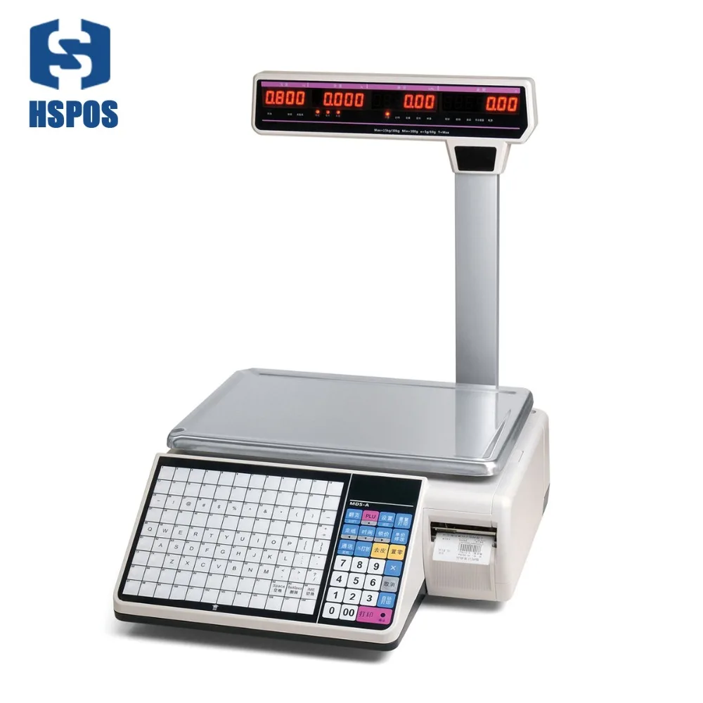 

Big storage capacity weighing scale with label printer 6000 PLUs data storage capacity and 400 pictures storage capacity