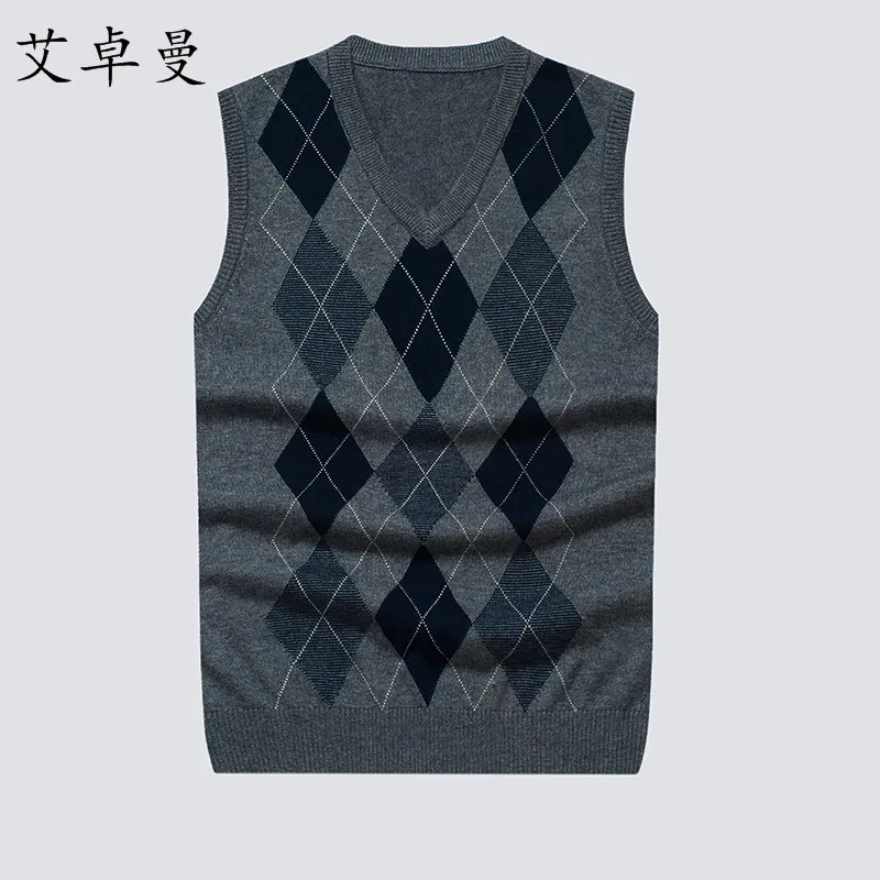 

2019 new Men Knitted cashmere Vest Autumn winter Mens Pullovers Knitted Sweater sleeveless Men Business Wool Sweaters vests