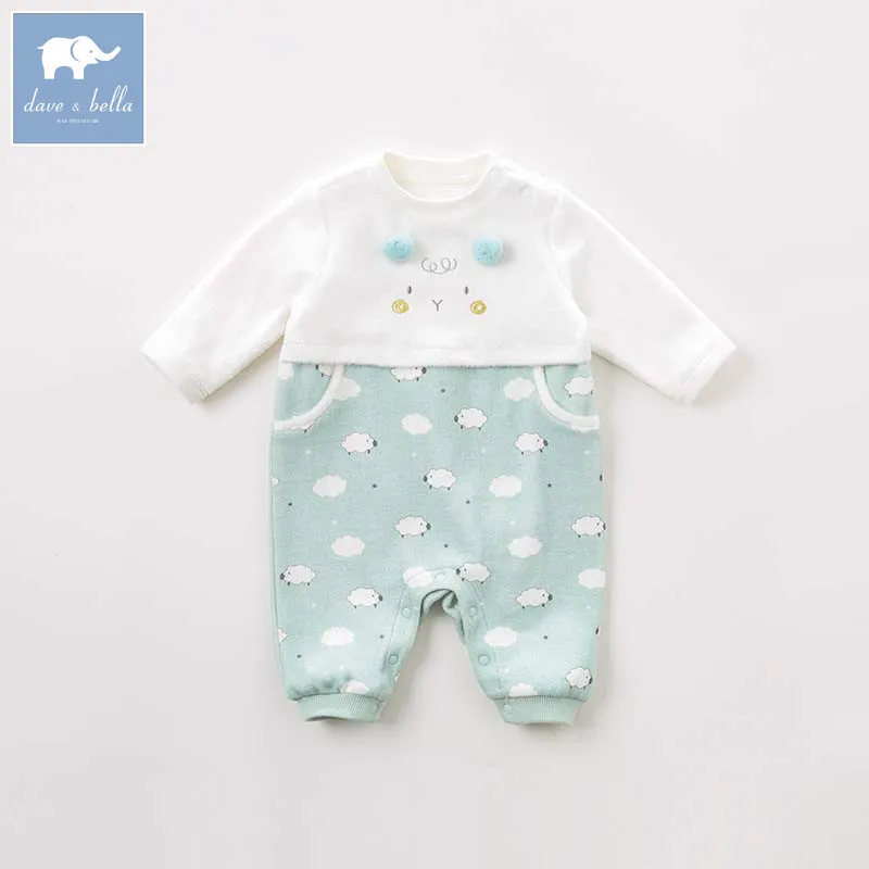 

DBH9194 dave bella autumn new born baby sheep print long sleeve romper infant toddler jumpsuit children boutique romper 1 piece
