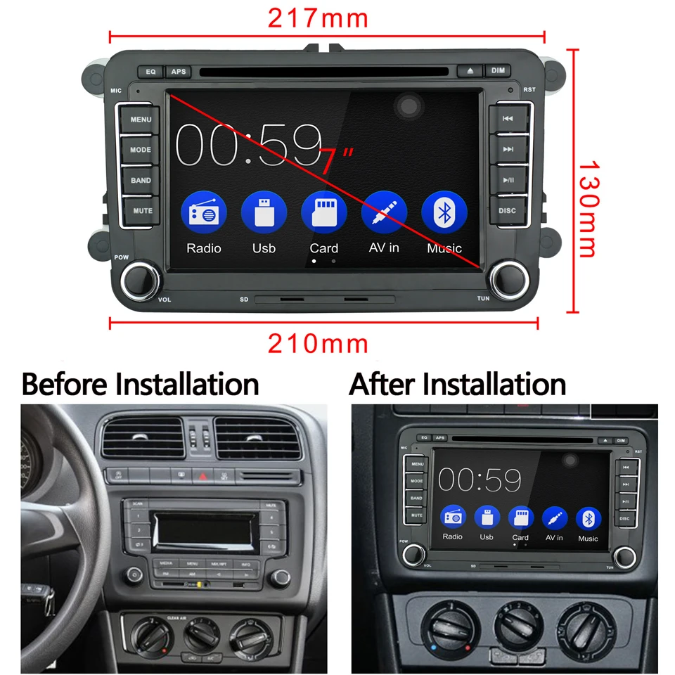 2 Din Авто carplay автомобильный dvd-плеер gps Радио стерео для VW GOLF 6 Polo Bora JETTA B6 PASSAT Tiguan SKODA OCTAVIA Bluetooth телефон