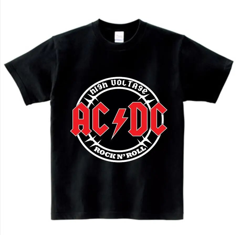 ACDC, Детская футболка детская ACDC футболка в стиле рок, Повседневная футболка с короткими рукавами для мальчиков и девочек, детские топы унисекс, одежда для малышей YUDIE - Цвет: black childreT-shirt