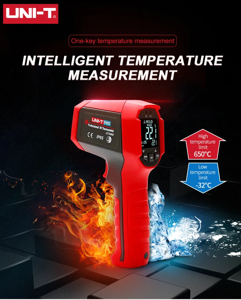 

UNI-T UT309D Non-contact Infrared Thermometer Professional Thermometer EBTN Display IP65 Dustproof and Waterproof Thermometer