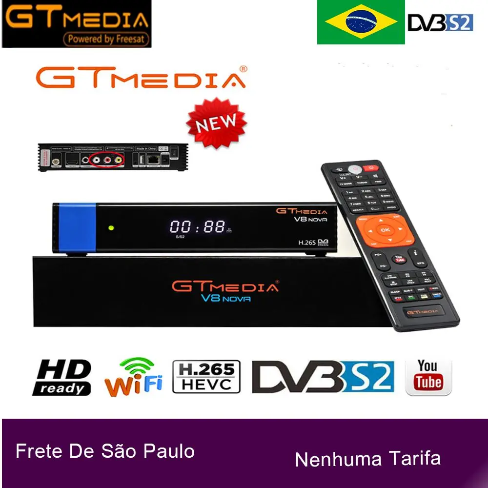 

V8 Nova Satellite Receiver Gtmedia V8 NOVA HD 1080P Europe Clines for 1 Year Spain Built Wifi Dongle V9 Super Power by V8 Super