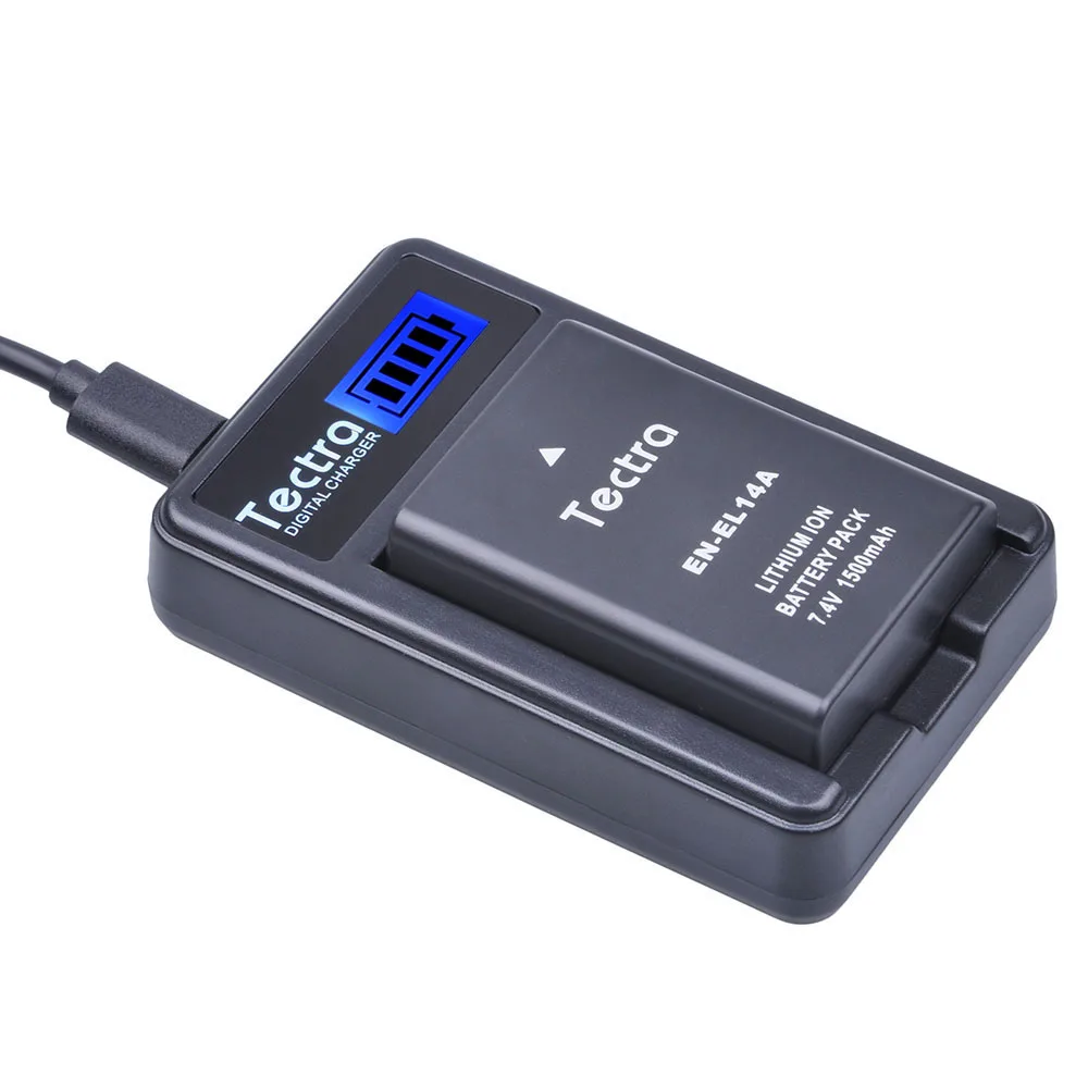 Аккумулятор ENEL14 для Nikon D3200 1500 мАч зарядное устройство USB с ЖК дисплеем и зарядным