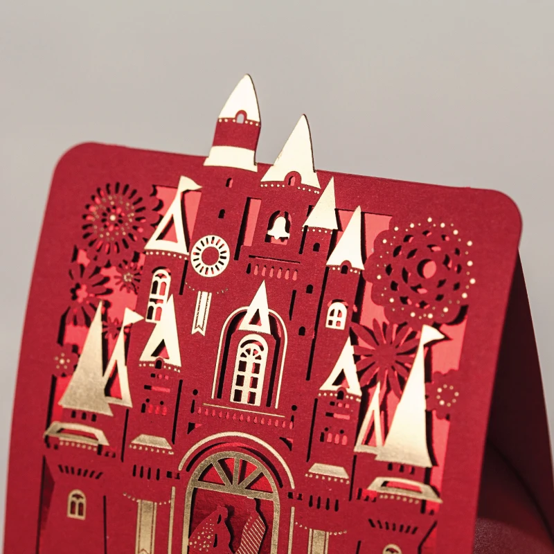 romantic castle favors gifts baby shower elegant red gold luxury decoration laser cut party wedding paper candy box for guest in gift bags wrapping