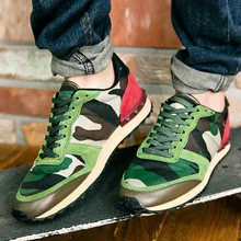 Mens Camo Lace Up Flats Sneakers Sport Shoes Casual Camouflage Breathable Shoes Unisex 4Styles A701