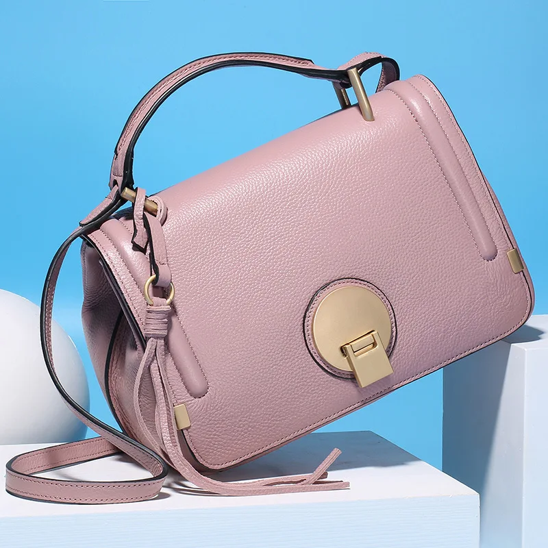 

European Style Genuine Leather Lady Handbag Cover Cow Leather Shoulder Messenger Bag Trave Flap Top-handle Bag Totes Friend Gift