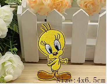 Tweety Bird железные нашивки с мультяшными животными Байкерская детская тканевая нашивка вышитый значок - Цвет: Черный никель