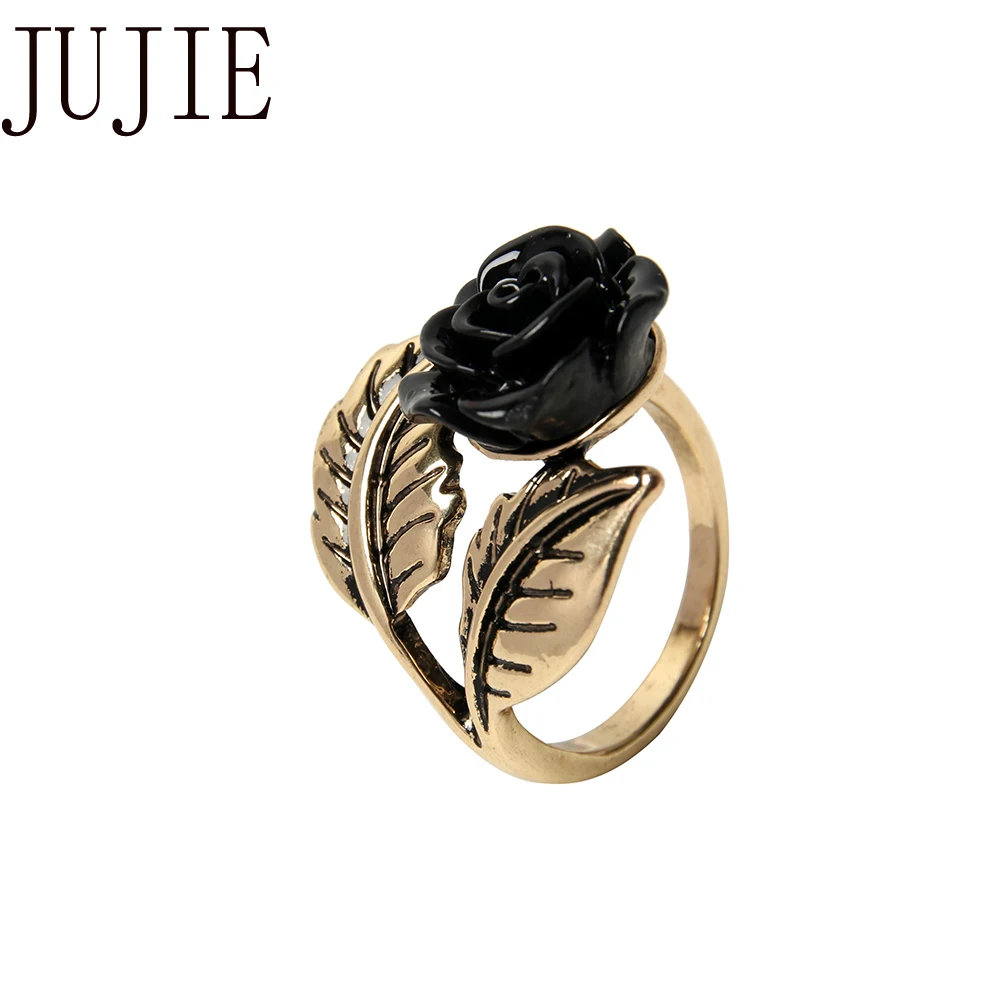 

JUJIE Fashion Resin Flower Rings For Women 2019 Antique Ring Jewelry Dropshipping