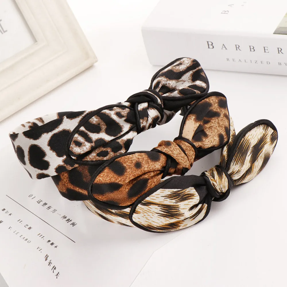 

Fashion Leopard Shiny Headband Cross Cotton Soft Women Hair Hoop Band Twist Turban Girls Sweet Bow Hairband Hair Accessories