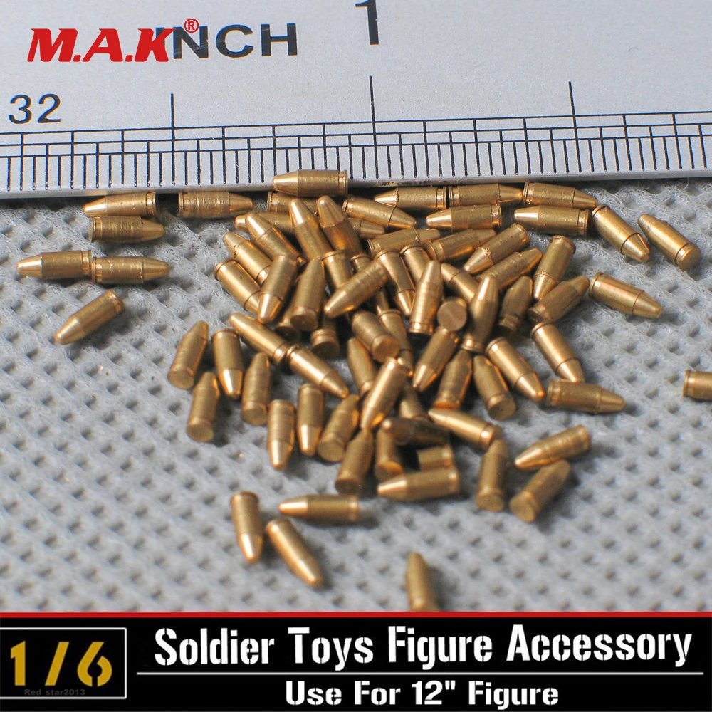 

5pcs/set 1/6 Scale Pistol Bullets Model MP40 Copper Bullets Parabellum 9mm For 12" Action Figure Toys Accessories