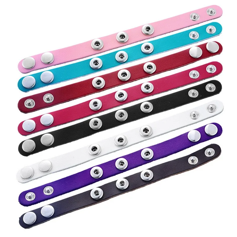 Fit-Snap-Mini-Button-3x1PC-Real-Leather-Bracelet-For-Children-20cm-Long-suitable-button-fastener-size