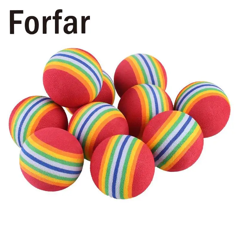 Forfar 10Pcs/lot Rainbow Stripe Foam Sponge Golf Tennis Ball Swing
