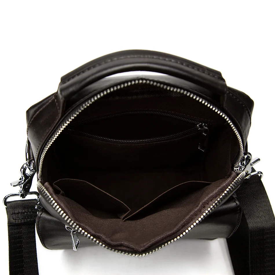 Soft face handbags solid color Genuine Leather men's bag Korean men bags design zipper closure vertical men shoulder bags