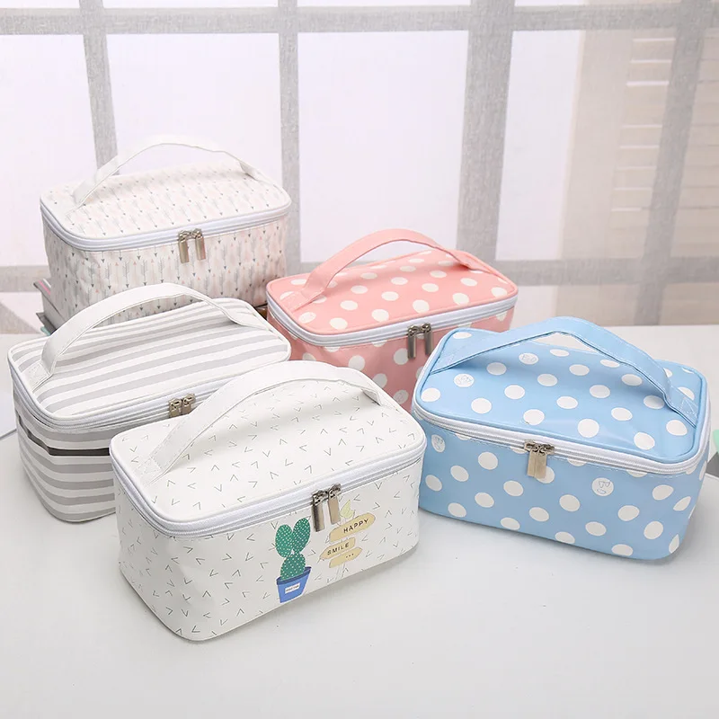 سعة كبيرة السيدات منظم حقيبة الماكياج بو حقيبة منتجات تجميل جلدية للنساء حقيبة مستحضرات تجميل أطقم سفر التجميل تخزين أكياس