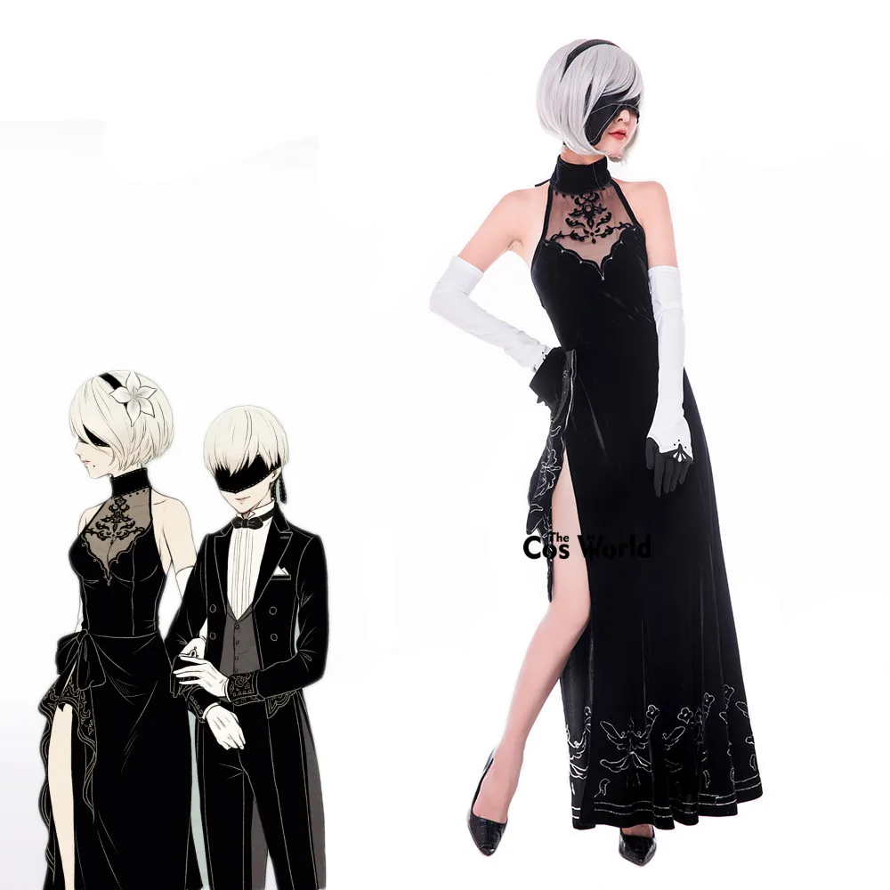 

NieR Automata Heroine YoRHa No. 2 No. 9 Type B Type S Cheongsam Evening Dress Uniform Swallow-tailed Coat Cosplay Costumes