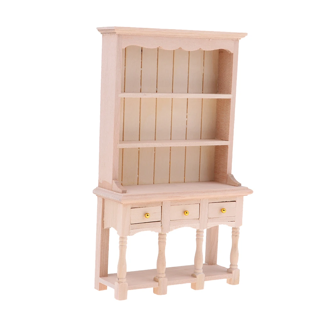 DIY Cabinet Model Kitchen Dining Cabinet Display Shelf Doll House Decoration 1:12 Dollhouse Miniatures