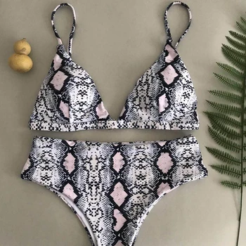 

Bikini Set 2019 Swimwear Women Two Pieces Snake skin Swimsuit Leopard Print zebra Swimming Bathing Suit Push Up Bra Beachwear