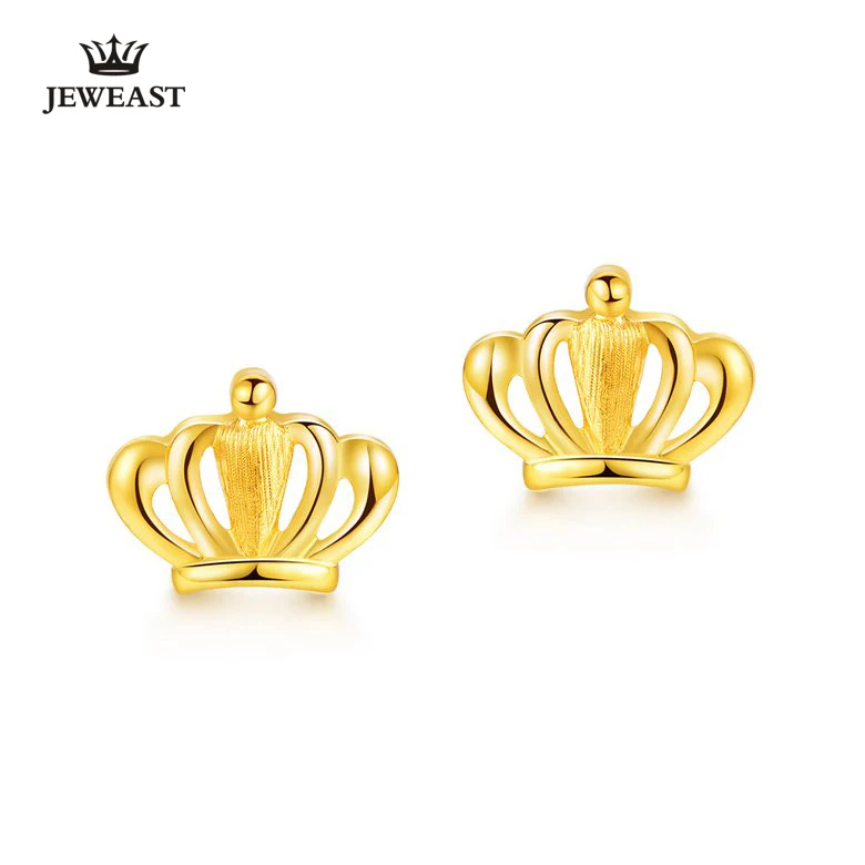 24k Pure Gold Crown Shape Earrings Queen 999solid Jewelry 24k Pure Gold Crown Shape Earrings Queen 999solid Jewelry Fine Top Hot Ing 2017 New Woman Gift For Self A Pair In From
