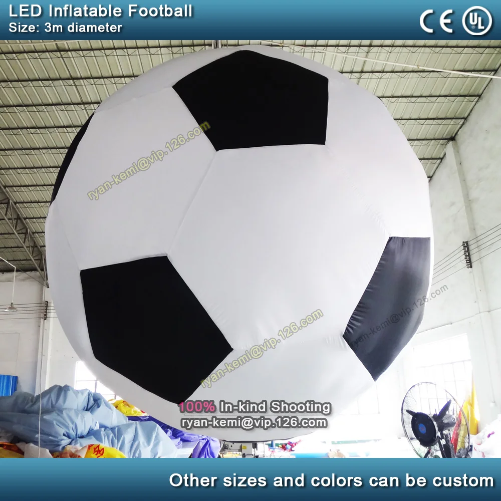1.5m LED lighting inflatable football inflatable soccer ball hanging decoration inflatable balloon with LED light 5