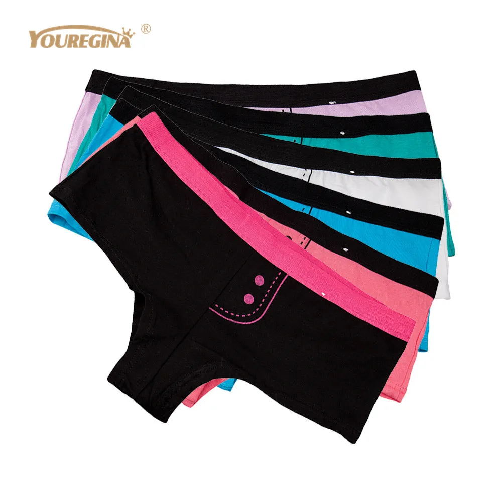 

YOUREGINA Brand Woman Cotton Underwear Women Girls Shorts Boxers Ladies Panties Sexy Floral Boyshort Knickers for Women 6pcs/lot