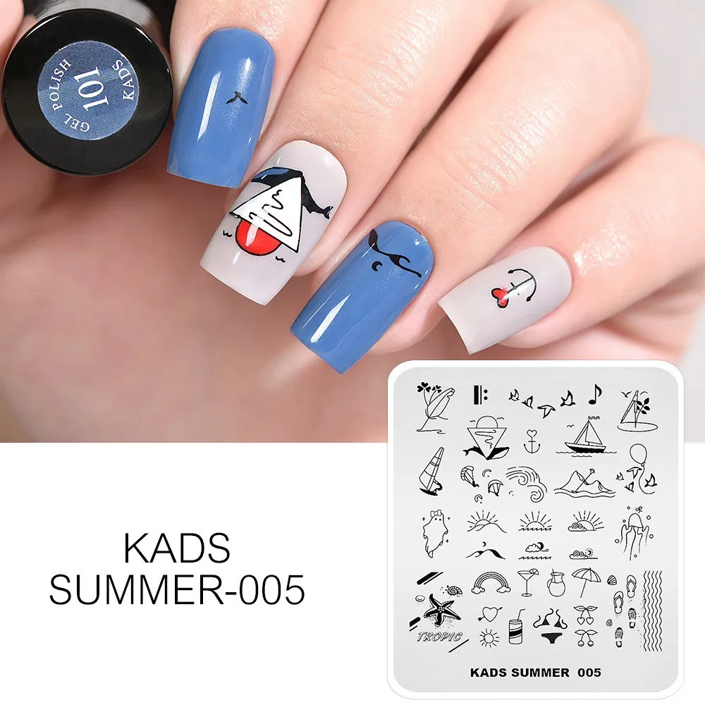 Missguoguo пластины для штамповки ногтей 51 дизайн трафареты для маникюра для летнего дизайна ногтей штамповки надпечатные пластины для штамповки ногтей - Цвет: Summer 005