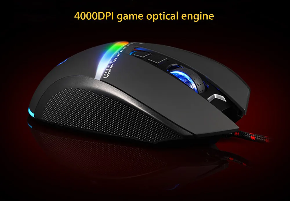 Motospeed V10 4000 Точек на дюйм USB Gaming Проводная Мышь со светодиодной Подсветка Мышь для геймера