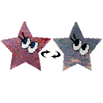 

New Star Reversible Change Color Sequins Five-pointed Star Sew On Patches For Clothes DIY Patch Applique Crafts