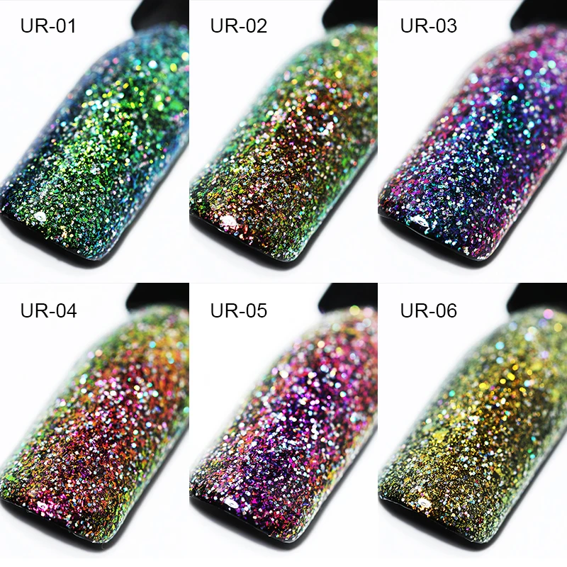 UR SUGAR 7.5ml Chameleon Holographic Gel Polish Starry Sparkle Glitter Soak Off UV Gel Varnish Long-lasting Nail Lacquer