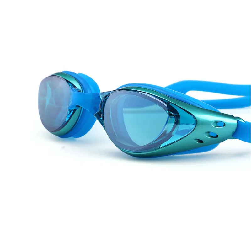 Профессиональные очки для плавания для близорукости, очки для мужчин и женщин, оптические очки для бассейна по рецепту, противотуманные водонепроницаемые очки для плавания, набор - Цвет: Sky BLue