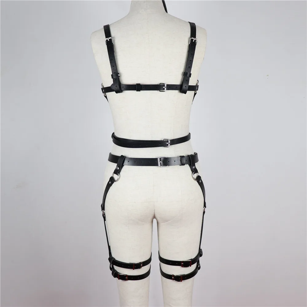 Fullyoung, сексуальный кожаный комплект нижнего белья, подвязка в готическом стиле, ремни, женские ремни, бюстгальтер, подвязки, ремни для тела, пояс, бандаж для ног, клетка