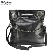 Sally Jeune Marque 2017 2 Couleurs En Gros et Au Détail Chaîne de Dames Sac À Main Clouté Femmes Oversize Bandoulière Sacs C111