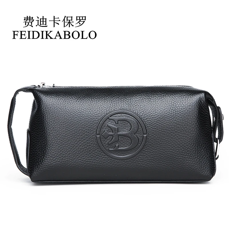 Goedkoop FEIDIKABOLO 100% Echt Lederen Heren portemonnee Clutch Bags mannen Handy Bag Draagbare Lange Mannelijke Portemonnees Carteira Masculina Man Portemonnee