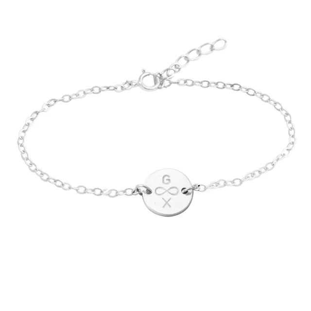 Personalized Tiny Disc Bracelet Infinity Custom Dainty Personalized Tiny Disc Bracelet Infinity Custom Dainty Letter Bridesmaid Gift