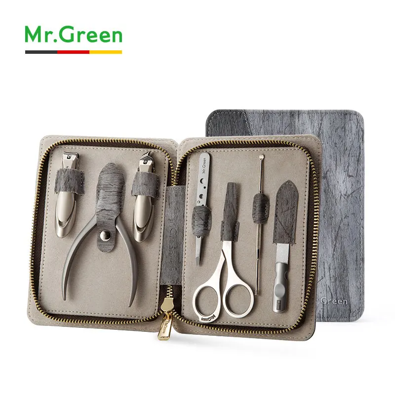 

MR.GREEN pedicure set nail clippers stainless steel professional nail clipper with leather case manicure set nail set tool nails