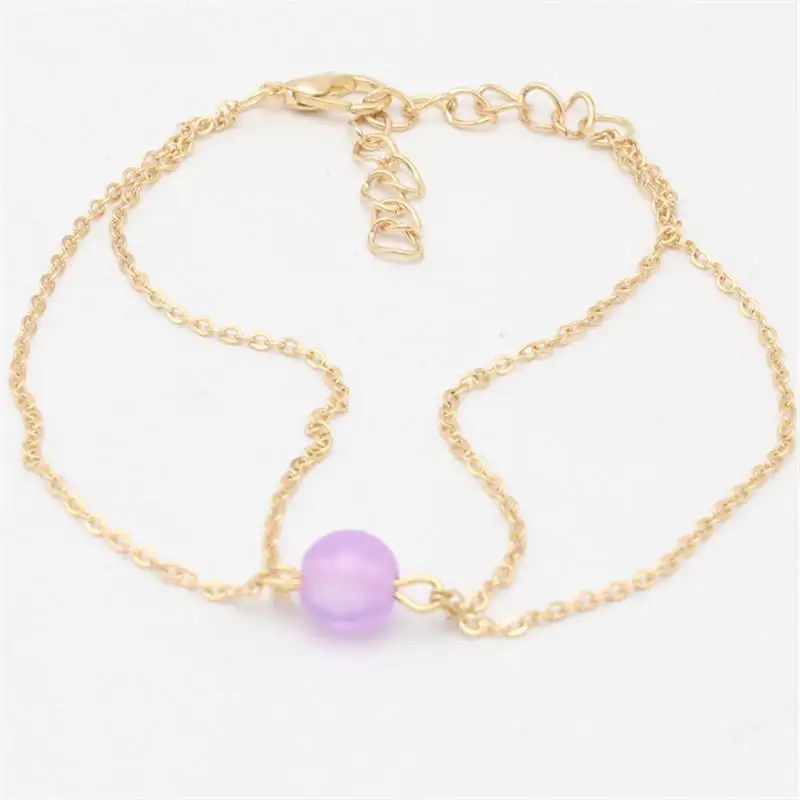 Popular New Fashion Transparent Purple Beads Anklets Double Beach Anklets Accessories