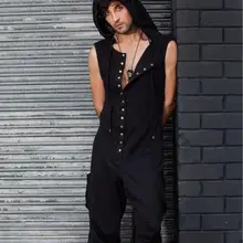 M-xxl Европа и Америка сплошной цвет с капюшоном повседневный комбинезон без рукавов жилет мужской Тонкий Модный комбинезон