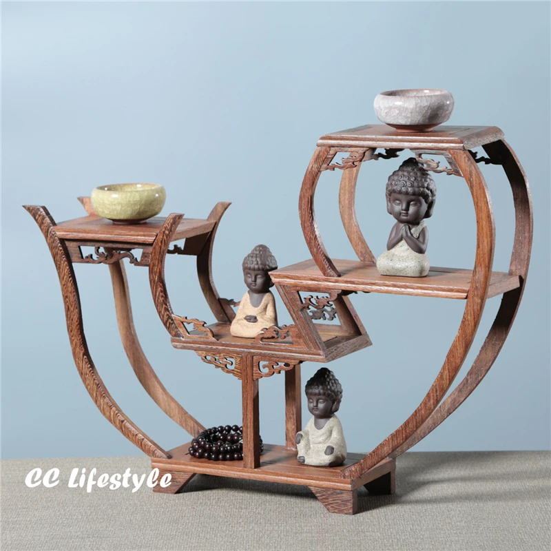 Buy Exquisite wooden art craft teapot shelf exhibit