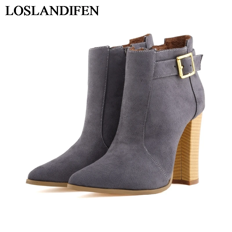 

Pointed Toe Brand New Fashion Shoes Stilleto Pumps Sexy Ankle Boots Buckle Short Boots Plus Size Party Boots Shoes NLK-B0103