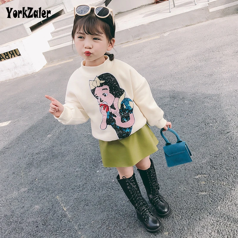 Yorkzaler/комплект детской одежды для девочек плотная толстовка с рисунком и кожаная