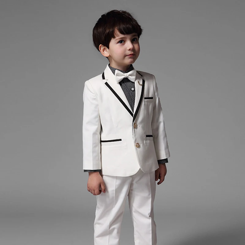

White Children Boy Suit Autumn Spring Boys Formal Suits Performance Birthday Clothing Outwear Pants Shirt