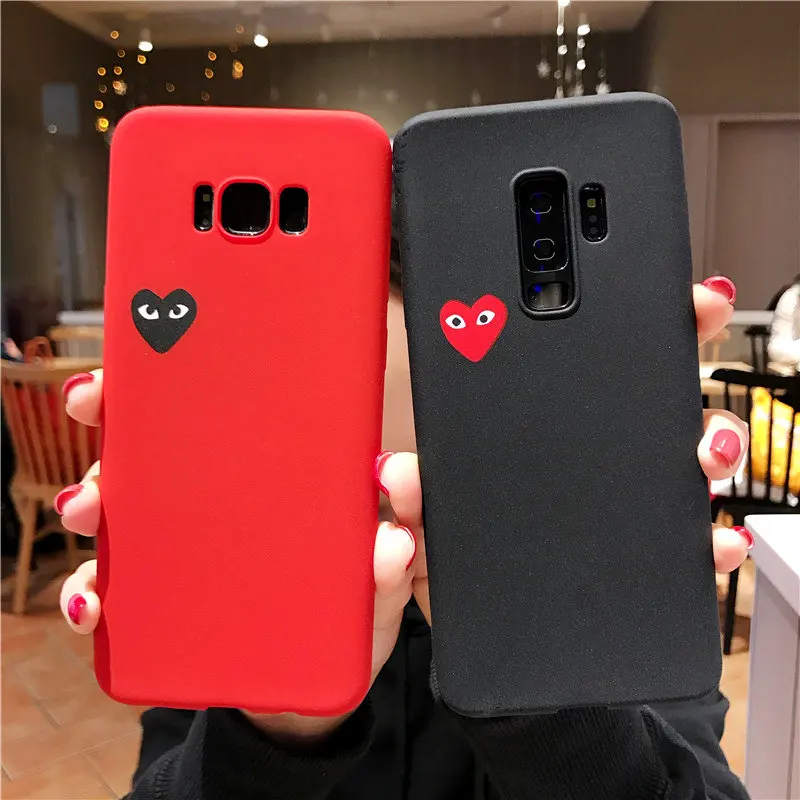

Japan trend CDG play phone cover case for Samsung galaxy s8 s9 plus s6 s7 edge note 8 9 5 a9 star c7 c9 pro matte soft tpu coque