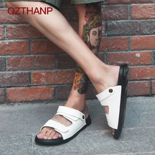 Модные Повседневное мужские сандалии, обувь из искусственной кожи мужские сандалии мужские сапоги для взрослых пляжные сандалии открытый Туфли без каблуков Мужская обувь Высокое качество