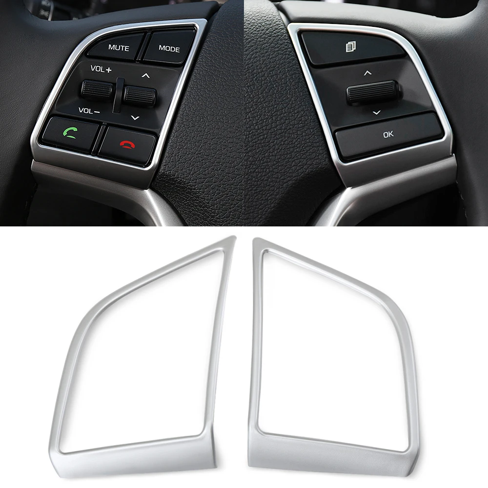 

For Hyundai Tucson 2015 2016 2017 2018 Car Accessories ABS plastic Car Steering Wheel Cover Sticker Button Cover