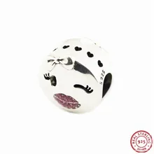 Новые розовые эмалированные длинные висячие крышки игривые чернила бусины для самостоятельного изготовления ювелирных изделий Fit PANDORA Подвески Серебро 925 FL707