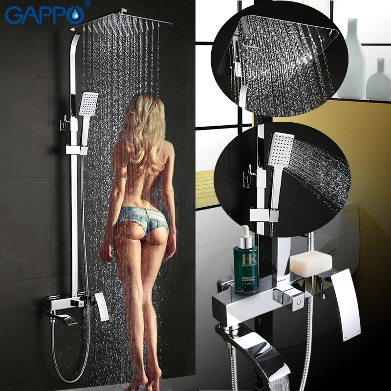GAPPO صنبور حوض استحمام الحائط الحمام دش صنبور مجموعة حمام دش حمام خلاط الصنابير شلال الفولاذ دش رئيس دش