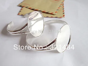 

Wholesale 100piece/lot 30x40mm Silver plated Brass Cuff Bracelet Blanks
