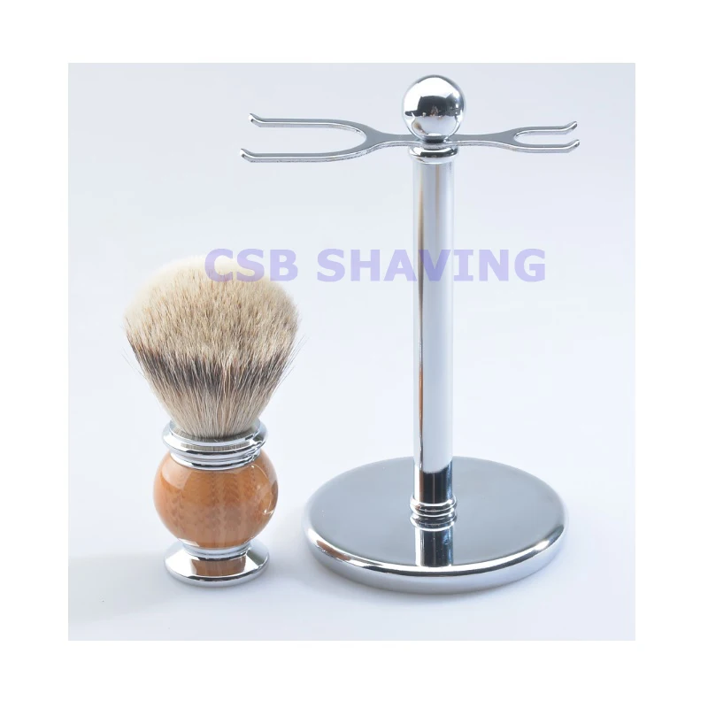 

CSB High Quality 20mm Silvertip Badger Hair Faux Wood Grain 2PCS Set Shaving Brush Gift Set