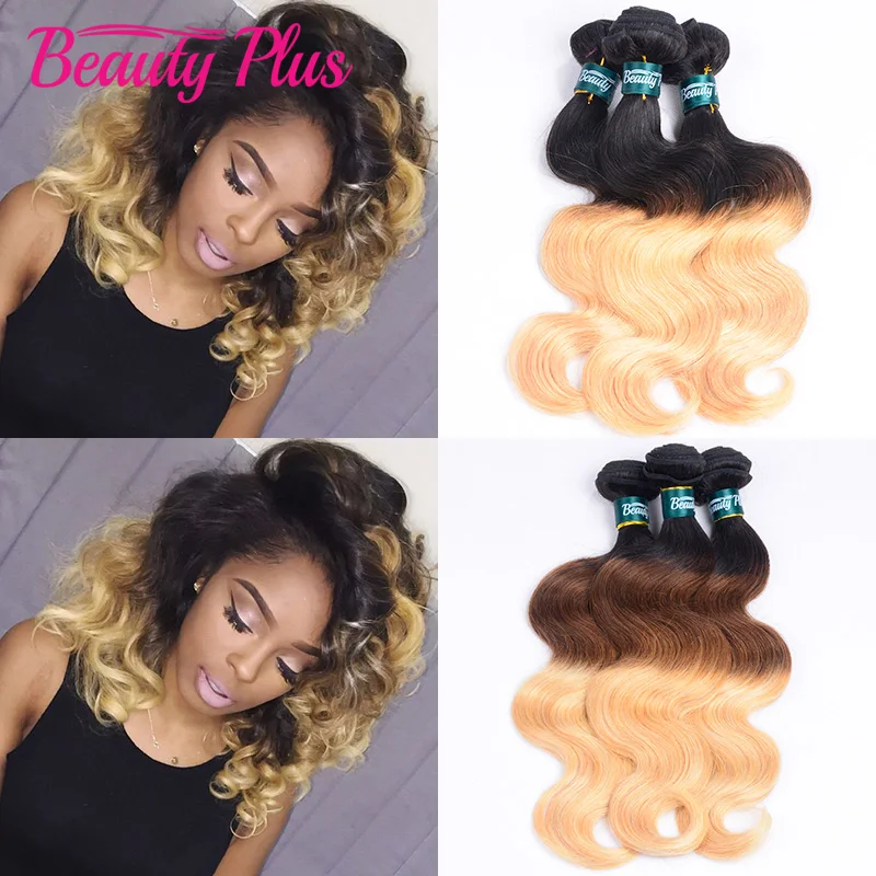 

7A Mink Blonde Color 27 Brazilian Human Hair T1B 27 Two Tone Brazilian Weave Hair Extensions Wet And Wavy Virgin Brazilian Hair