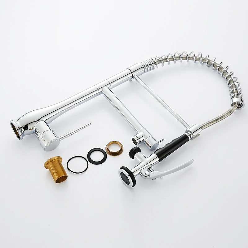 FLG20021C Single Lever Chrome Kitchen Faucet with Mixer Hot and Cold Water Tap Pull Out Brass Kitchen Sink Taps